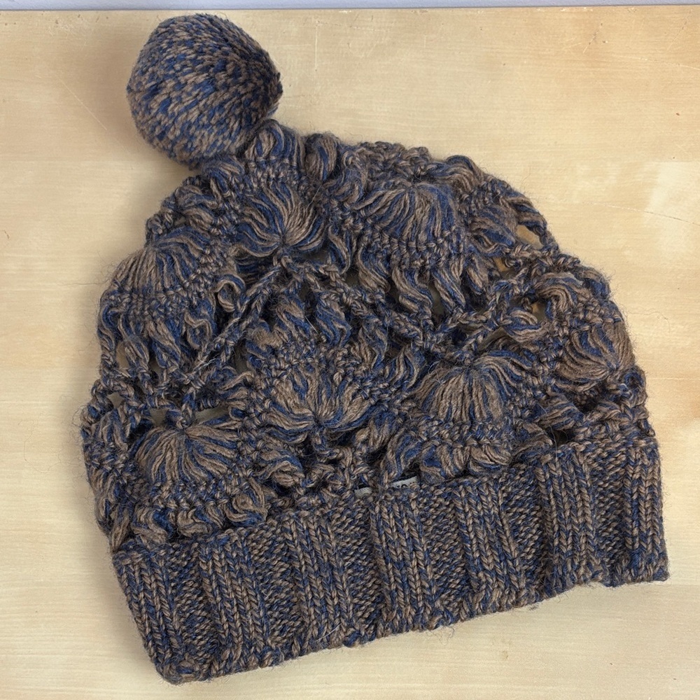 Anthro Noa Noa Textured Knit Hat with Pom-Pom